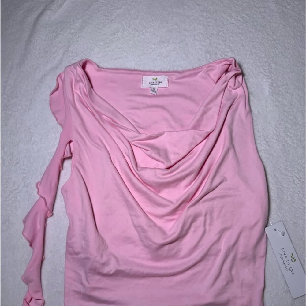 Pink Drape Neck Women's Top